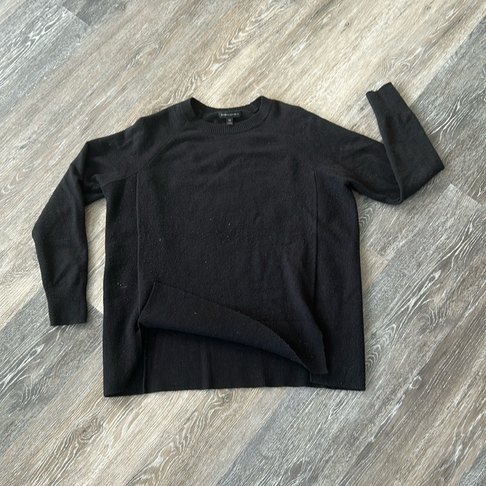 Boxy oversized black wool sweater